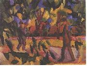 August Macke Riders and walkers at a parkway Spain oil painting artist
